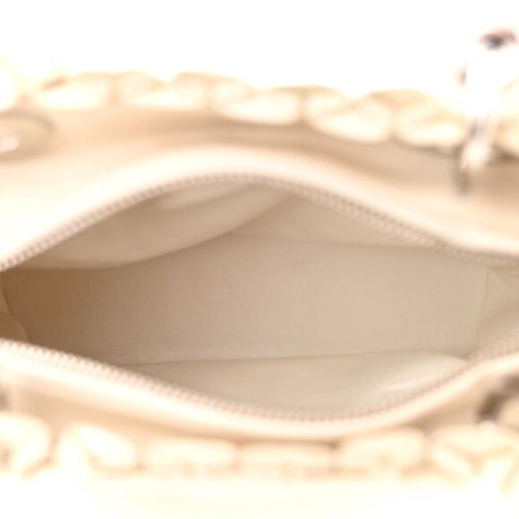 Authentic Christian Dior Lambskin Cannage Ruffle Trim Medium Lady Dior Off White - Picture 6 of 14